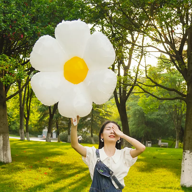 小雏菊铝膜气球太阳花笑脸铝膜气球生日布置派对场景装饰用品