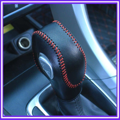 shift knob cover, Wingbo automatic | Sürətlər qutusu və əl tormozu başlıqları - 13-20-models-of-ecosporteasycross-black-leather-with-red-stitching-genuine-leather