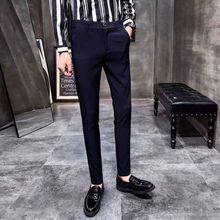 秋冬季男士休闲裤弹力修身九分裤韩版潮流黑色西装裤子潮流小脚裤