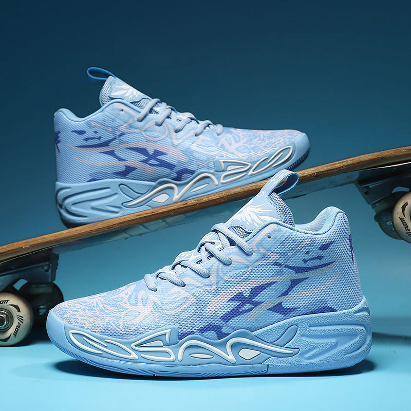 Tres bolas de cuatro generaciones de zapatos de baloncesto para hombres zapatos de fútbol de combate respirables estudiantes de secundaria fricción juvenil sonido Duck Duck zapatos de fútbol