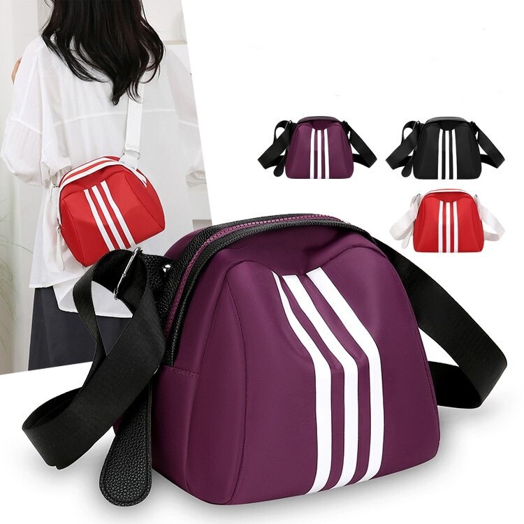 Cross-border Casual Sports Striped Nylon Shell Bag 2024 New Fashion Outgoing Cheap Shoulder Bag