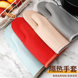 加长加厚隔热硅胶手套硅胶手夹家用波炉烤箱耐高温抓盘夹防烫手套