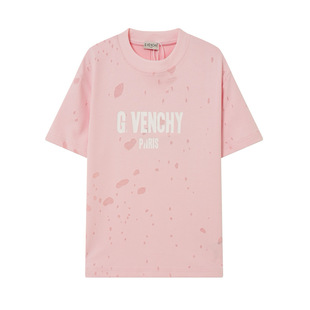 26ss version, complete with three tags, short-sleeved, distressed with holes, 320g heavy weight, Guangzhou combed cotton, heavy weight men's t-shirt