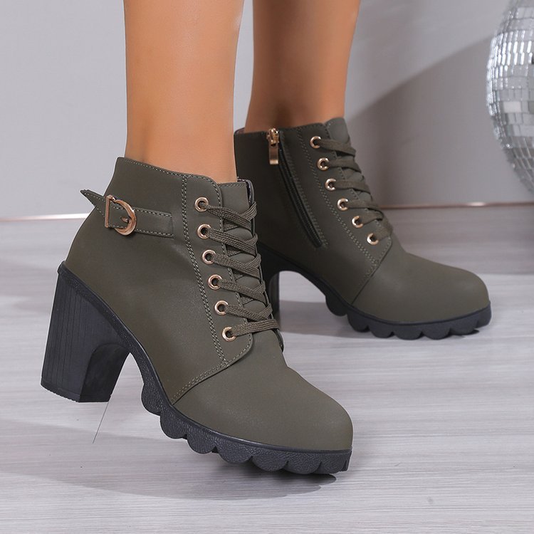 Comercio exterior botas de tacón alto de gran tamaño botas clásicas de mujer moda coreana zapatos cálidos de mujer botas de tacón grueso