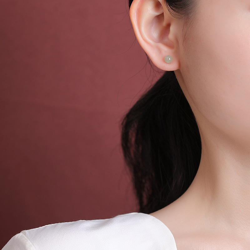 Bông tai hạt tròn hình học mạ vàng bạc S925 — Mẫu cỡ nhỏ (6mm)