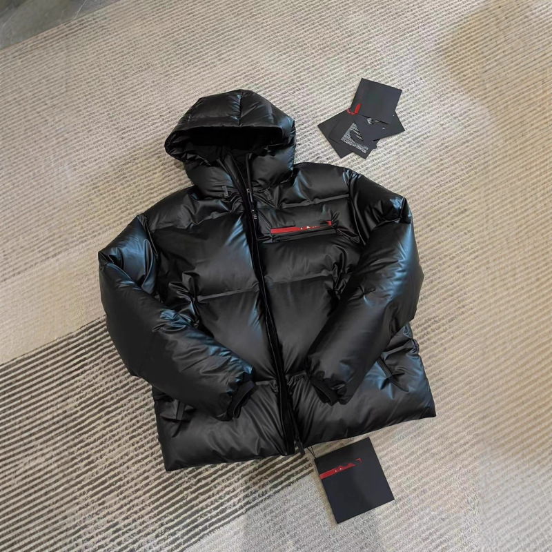 2024秋冬红标字母羽绒服男女同款时尚休闲白鹅绒黑色连帽运动外套|undefined
