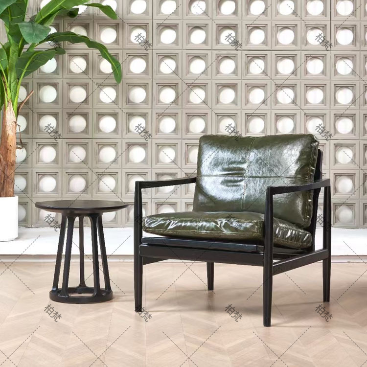 Silla de ocio de madera maciza perezosa de mediana edad, sofá individual de diseño de madera de fresno, silla Hank, silla de tienda de té con leche de café