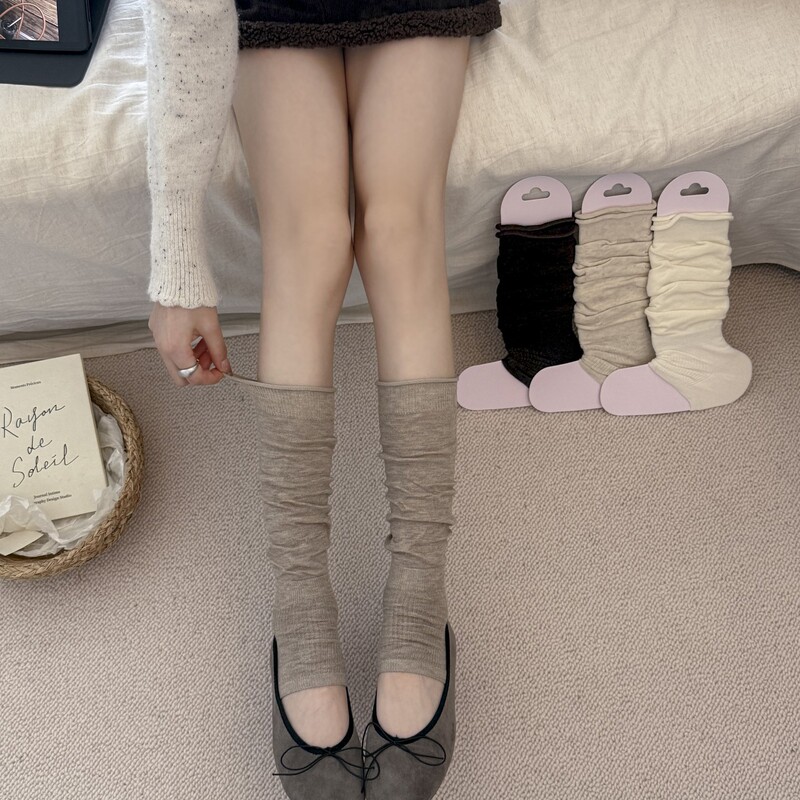 Women's wool socks for spring and autumn, ballet style, Miu series, oatmeal color, half-socks, warm, solid color, Japanese style slouch socks Women's wool socks for spring and autumn, ballet style, Miu series, oatmeal color, half-socks, warm, solid color, Japanese style slouch socks