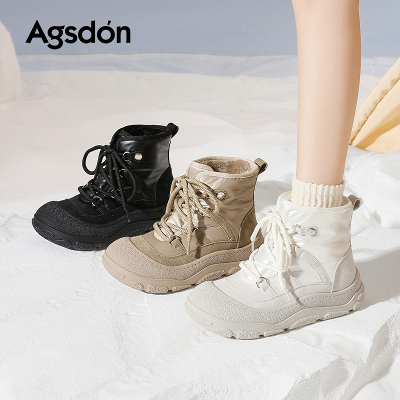 Botas de nieve de fondo grueso para mujeres 2025, invierno nuevo gran aspecto de zapatos de algodón grueso botas casuales cortas