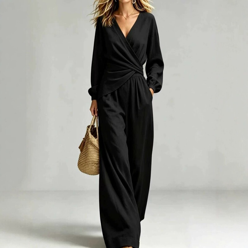 2026 European and American Cross-Border Women's Fashion New Style Puff Sleeve Slimming Two-Piece Set 2026 European and American Cross-Border Women's Fashion New Style Puff Sleeve Slimming Two-Piece Set