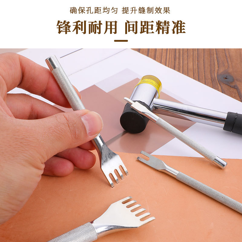 Plata de una palabra corte de cuero herramienta de perforación de cuero redondo corte redondo punzón corte de diamante Paquete de costura a mano traje