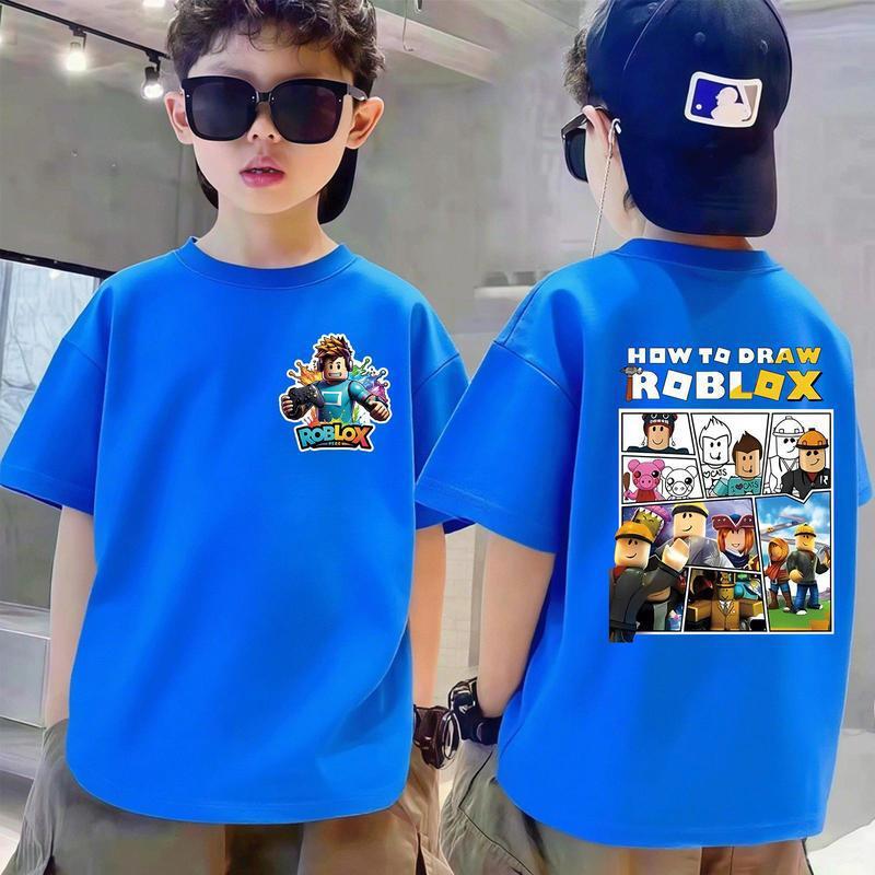 2026 New Summer Style Pure Cotton Kidsren's Roblox Printed Short-Sleeved T-Shirt for Middle and Large Kidsren, Handsome Boys' Bottoming Tops 2026 New Summer Style Pure Cotton Kidsren's Roblox Printed Short-Sleeved T-Shirt for Middle and Large Kidsren, Handsome Boys' Bottoming Tops