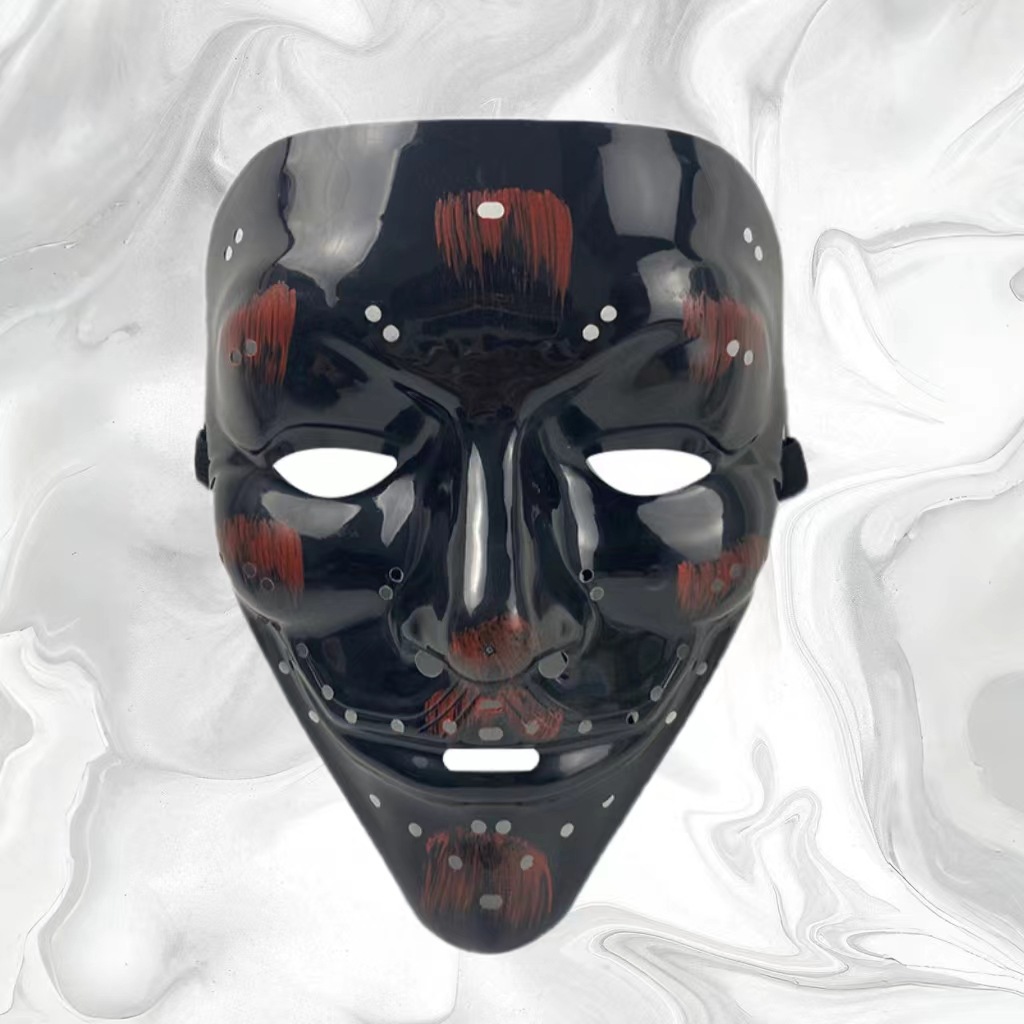 Luz fría luminosa a través de la lámpara con agujero máscara PP máscara de Halloween máscara de baile de calle máscara de agujero bicolor procesamiento en forma de V