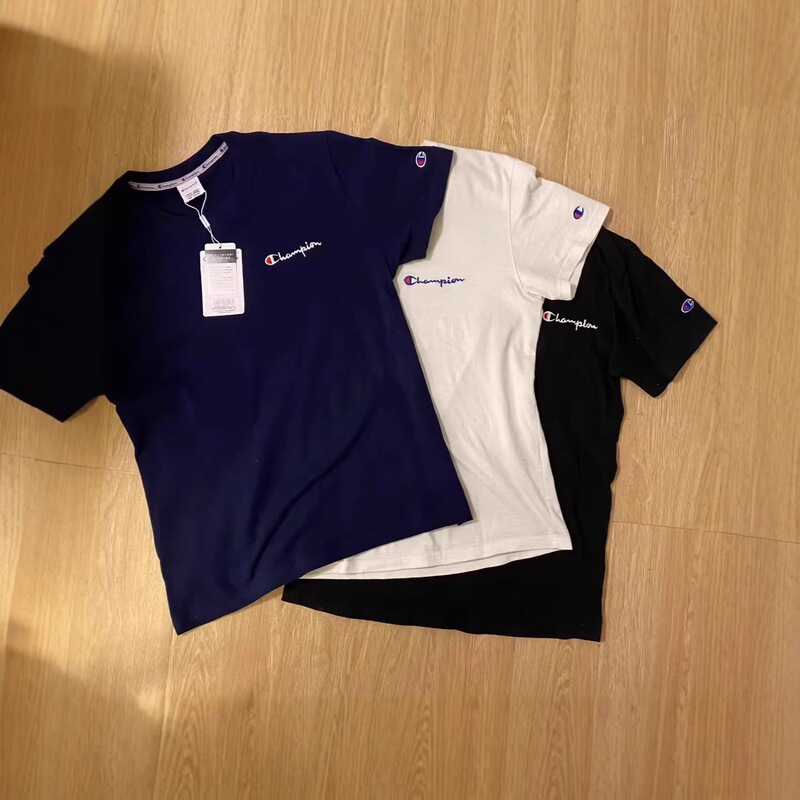 Cross-border summer embroidered champion new half-sleeve T-shirt, unisex trendy brand, loose fit, same style for couples, men's version Cross-border summer embroidered champion new half-sleeve T-shirt, unisex trendy brand, loose fit, same style for couples, men's version