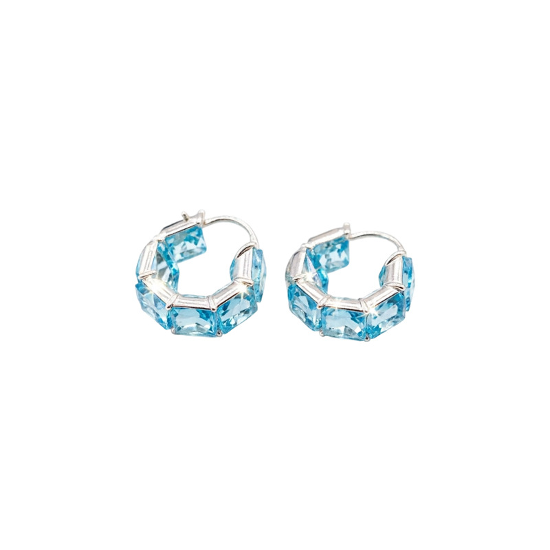 Elegante simple zircon cuadrado redondo perfiles de orejas estilo frío personalidad pendientes de nicho ligero de lujo alta sensación de auriculares al por mayor