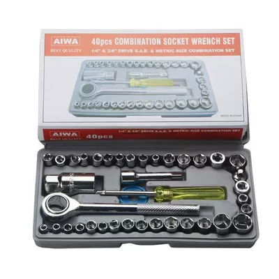 40-Piece Tool Set, Socket Wrench, Hexagonal Combination Set, Ratchet, Car and Motorcycle Repair Tool Box, Wrench (Repair kit)