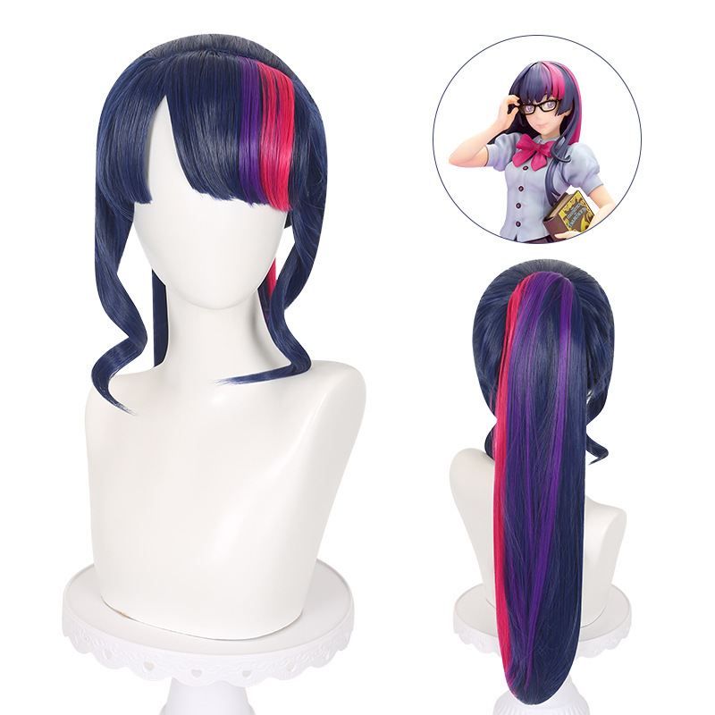 Ling Qi Ziyue cos Wig My Little Pony Mixed with Purple Pony Polly Hair cosplay Wig