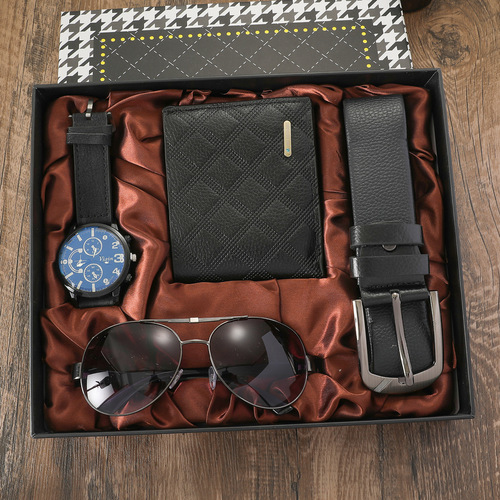 J4pcs/set new summer men's suit fashion trend personalized watch high-end gift box set