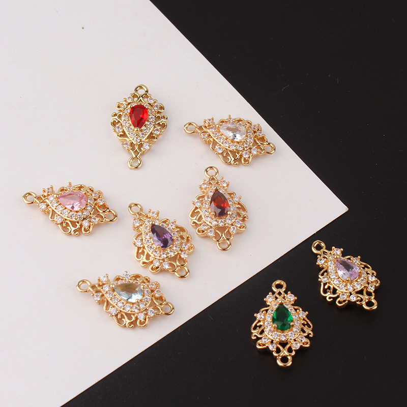 1 Piece Simple Style Water Droplets Copper Inlay Connector Jewelry Accessories display picture 4