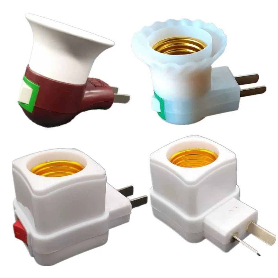 Квадратная подушка лампы E27 винтовая головка лампы вращающаяся штекерная подушка лампы с переключателем головки лампы настенная стена преобразования ночного света пузырь