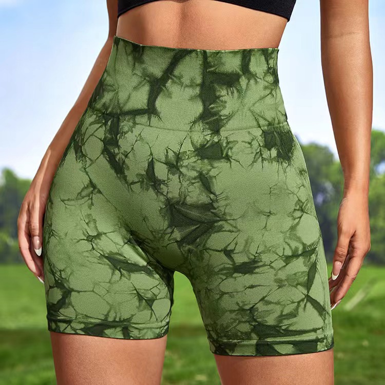 Tie Dye, Peach Pattern Sports Tie Dye Peach Nylon Active Bottoms Shorts Leggings Skinny Pants