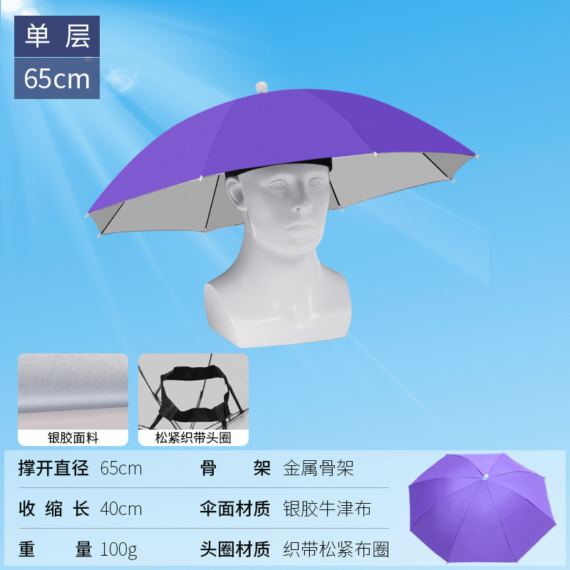 伞帽头戴雨伞帽子钓鱼头戴太阳伞户外采茶环卫防晒斗笠伞折叠大号|undefined