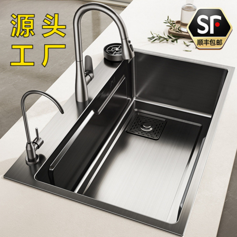 Sus304 Thickeneded Stainless Steel Kitchen Sink Sink Household Sink under Counter Integrated Large Single Sink Sink