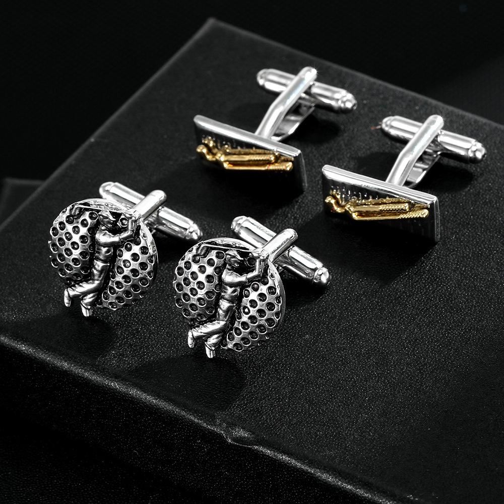 European and American Cross-border Light Luxury Simple Golf High-end Personalized Men's Shirt Suit Cufflinks Creative French Cufflinks