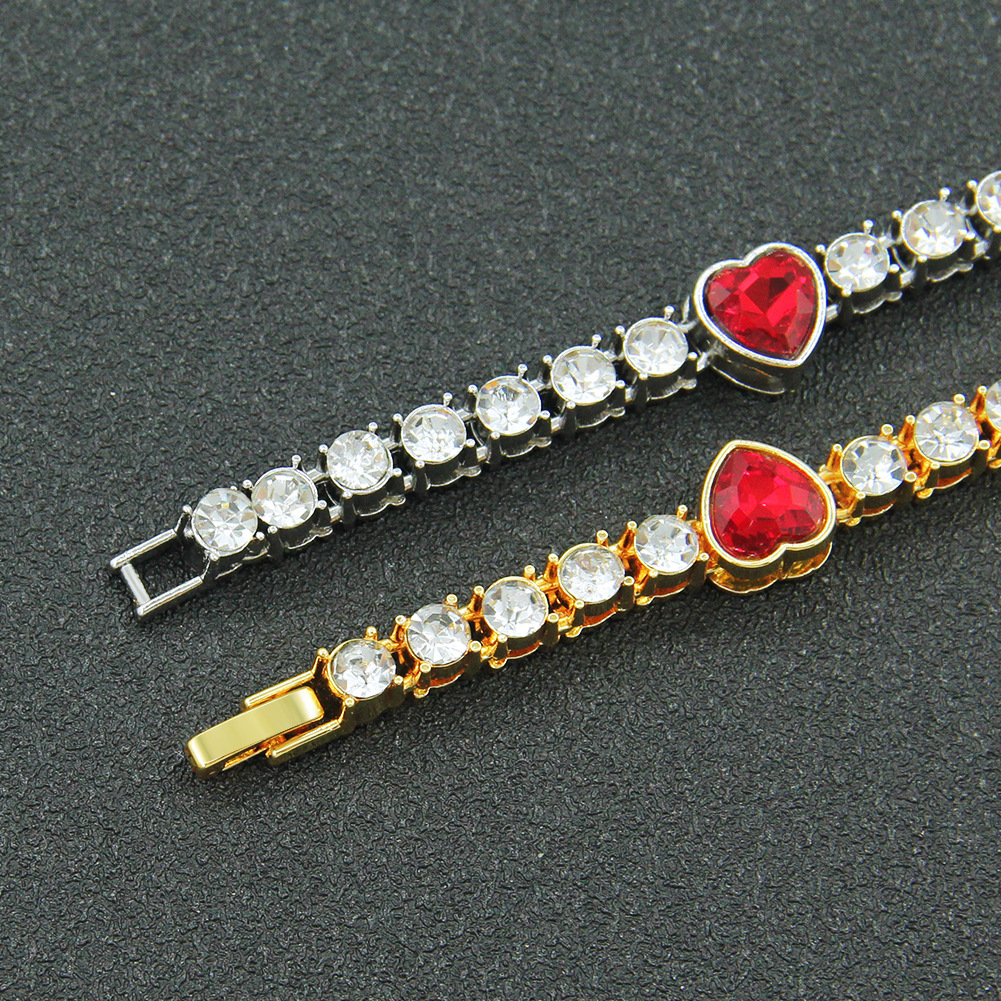 Hip-Hop Heart Shape Rhinestones Alloy Chain Necklaces Wholesale display picture 10