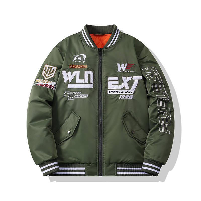 2024 Frühlings- und Herbstjacke aus Baumwolle mit Aufdruck, modisch, Paar-Stil, Stehkragen, neuer Mantel, Winter, lässig_voghion.com