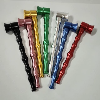 跨境金属竹节烟斗便携式铝质小烟杆复古创意可拆洗批发多色可选