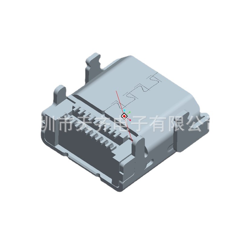 MICRO HDMI 19PIN 板上母座 四脚插板 全插式DIP 板上高度H=2.90