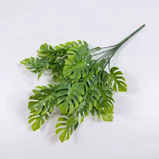 仿真绿植龟背叶软装假花仿真花束造景北欧风家居室内装饰小龟背叶