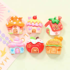 可爱水果冰淇淋蘑菇房子 diy奶油胶冰箱贴钥匙扣发夹子树脂饰品