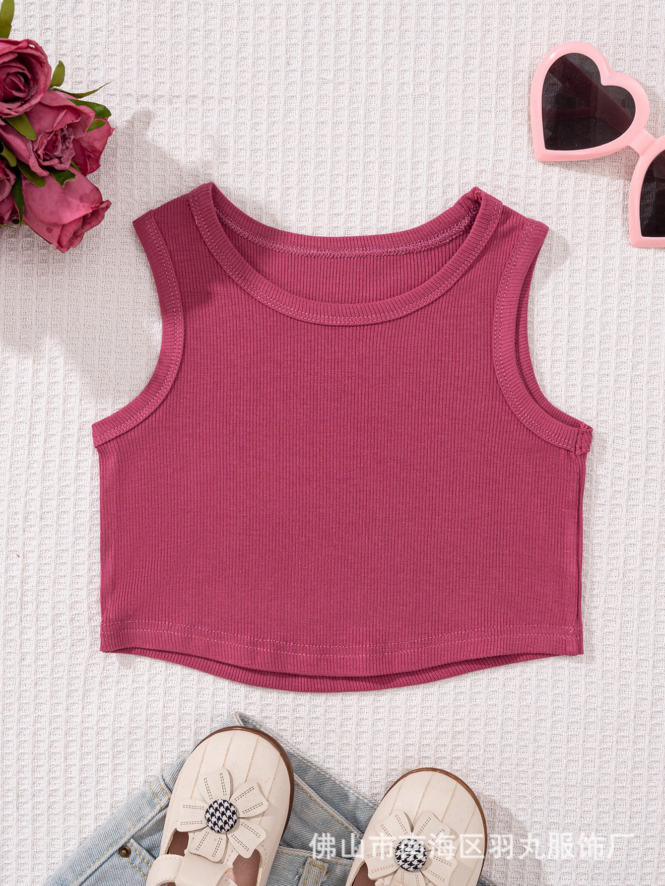 Chaleco de ropa infantil transfronterizo para niños y niñas verano corto sin mangas de cuello redondo chaleco de punto combinación de arnés Amazon