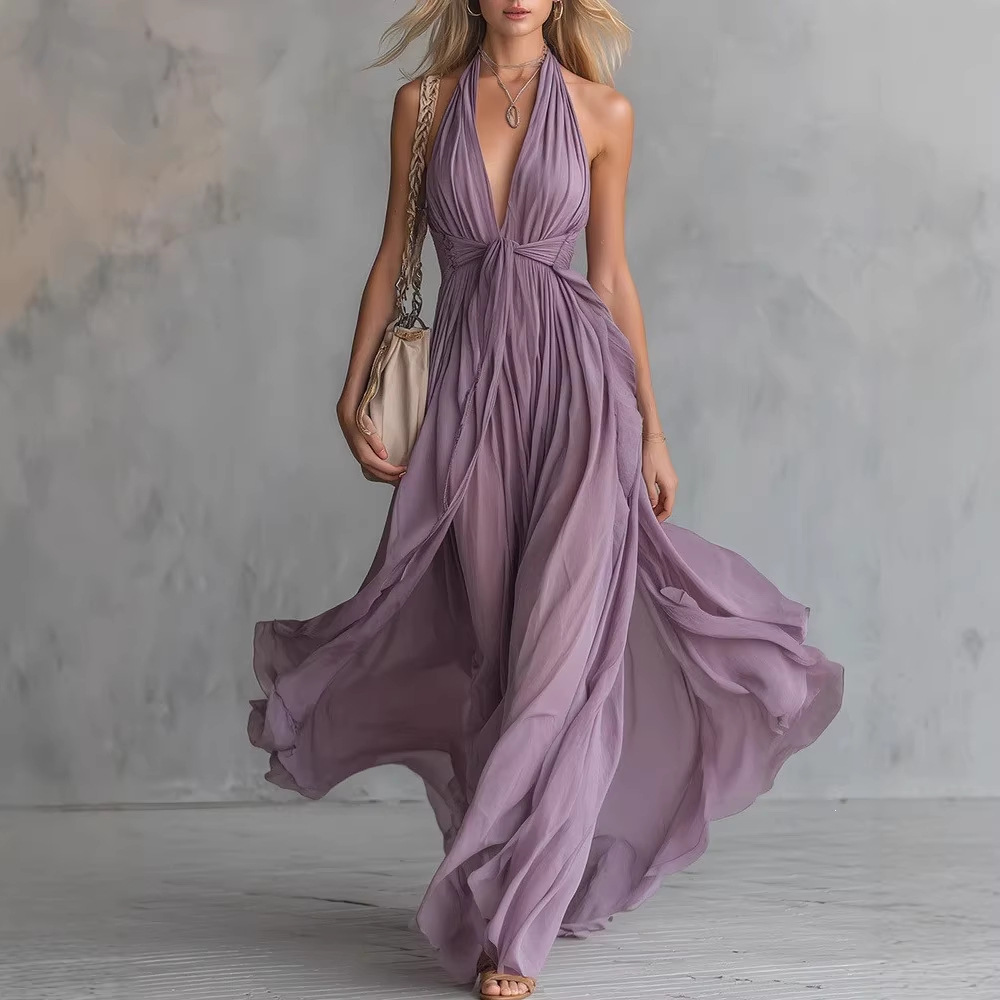 sexy solid color dress sleevless