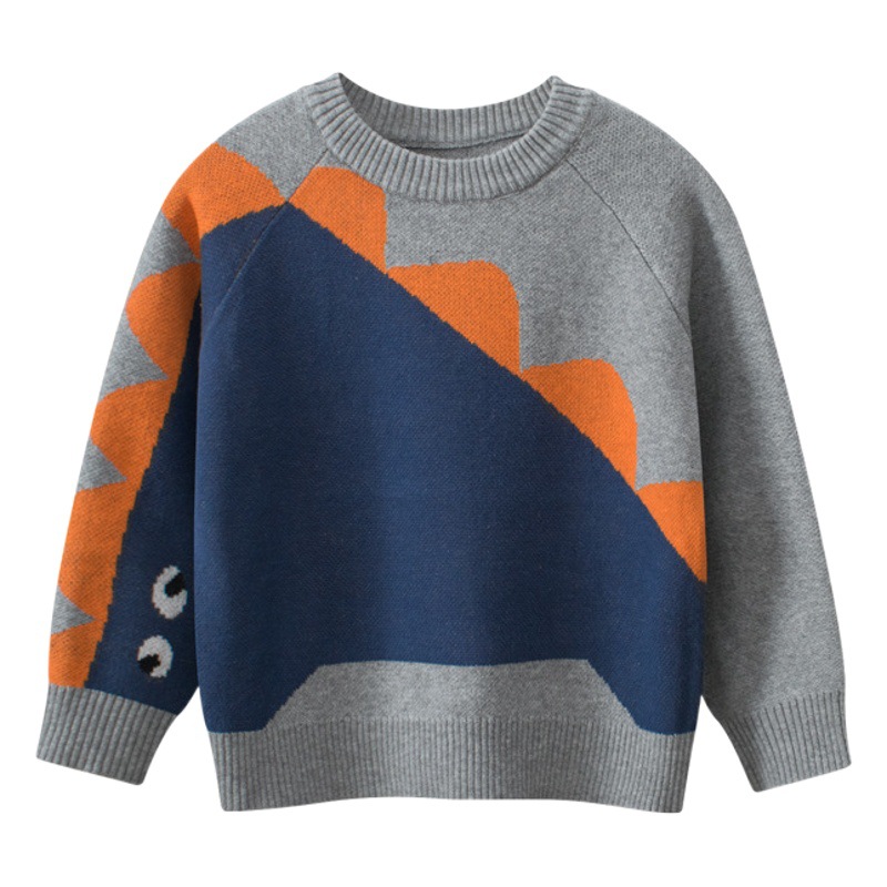 Ropa infantil transfronteriza 27kids, suéter infantil de dinosaurio para otoño e invierno 2024, ropa de punto para niños, prendas de una sola pieza, dropshipping