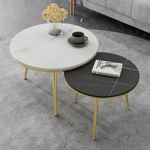 Nordic slate mother-in-law coffee table Internet celebrity simple modern small apartment light luxury style home living room sofa round table