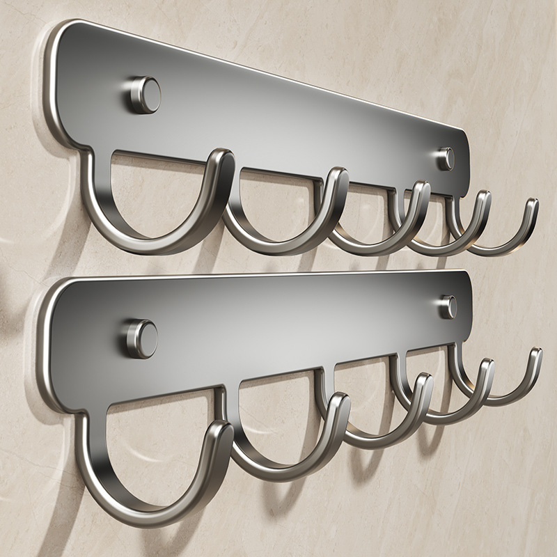 No-Drill Row Hooks for Kitchen Walls, Bathroom Clothes Hangers, Punchable Heavy-Duty Integrated Row Hooks