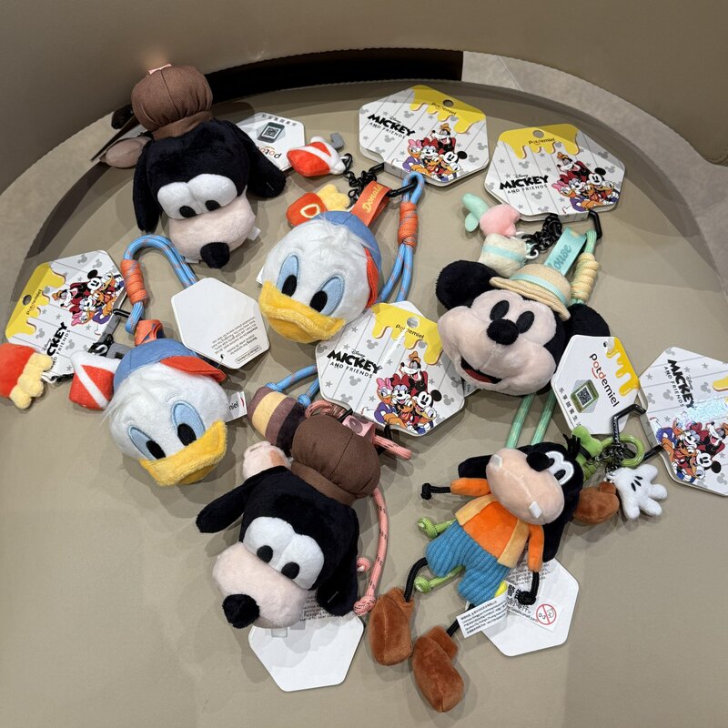 Authentic Disney Mickey Cat Head Stuffed Doll Gift Pendant Keychain Goofy Miu Series Pendant Batch