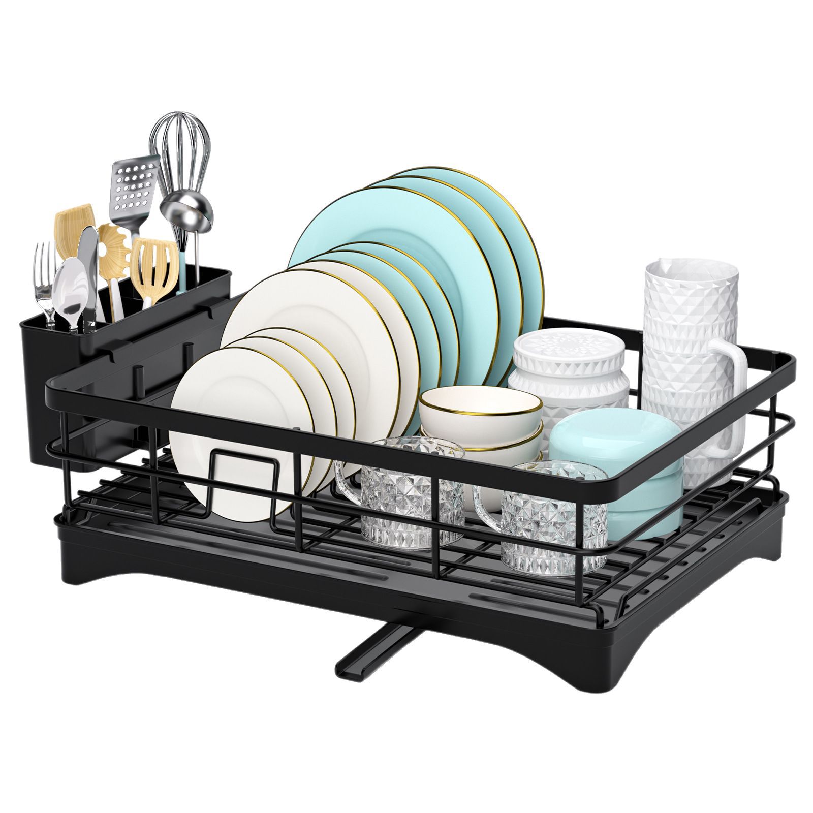 Estantes de cocina de comercio exterior, encimera, platos, rejilla de drenaje, almacenamiento de cocina, vajilla, tazas, palillos, estante de acabado de cocina para el hogar image 5