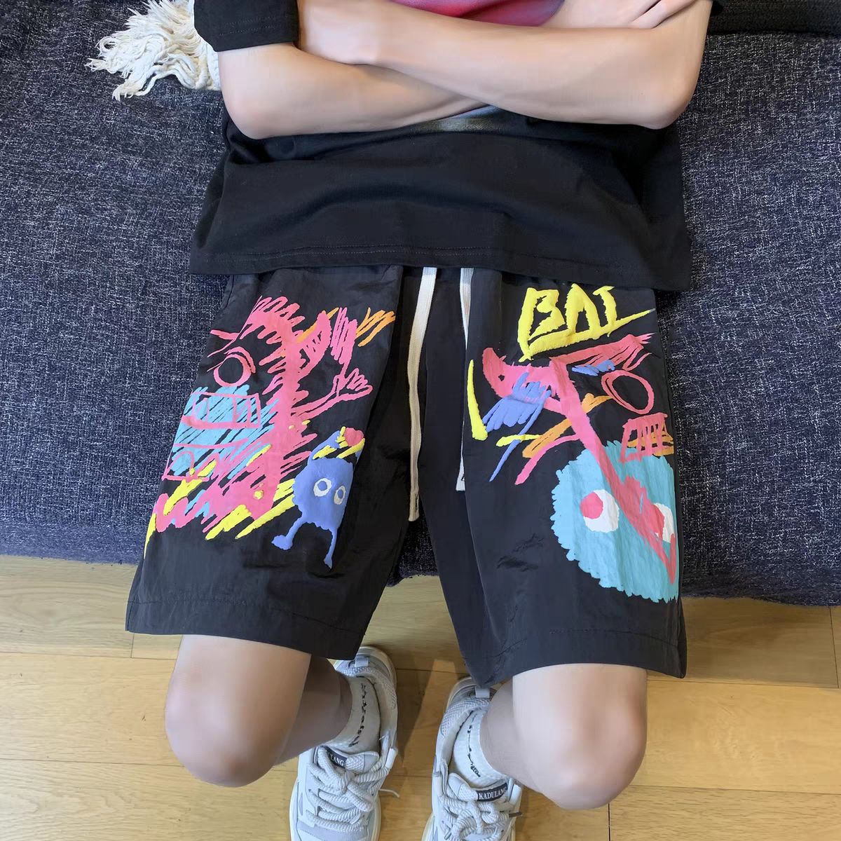 Black Graffiti Shorts
