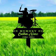 跨境热卖金属定制鼓手纪念桩 个性化地插鼓乐器标志 铁艺花园摆件