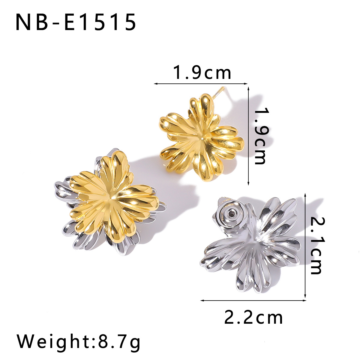 Holiday, Banquet, Daily Occasion PVD Coated Real Gold Plated Flower 304 Stainless Steel Casual Elegant Lady Waterproof Non Tarnish Ear Studs