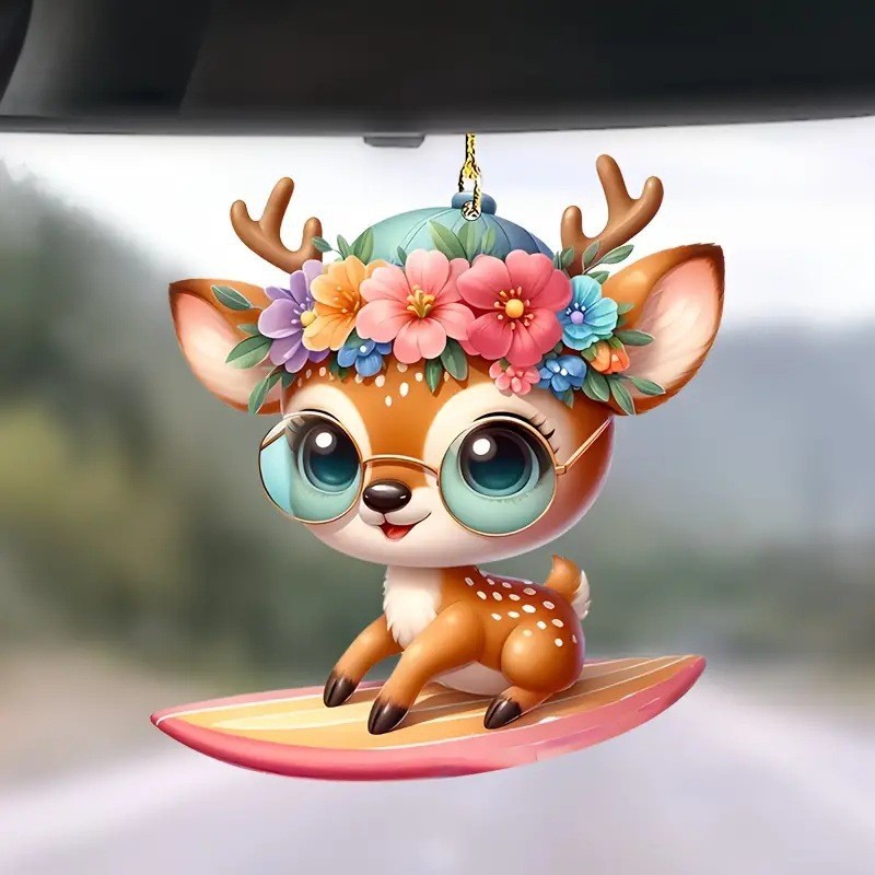 2D nuevo adorable pequeño mono colgante acrílico plano transfronterizo coche retrovisor colgante colgante llavero colgante