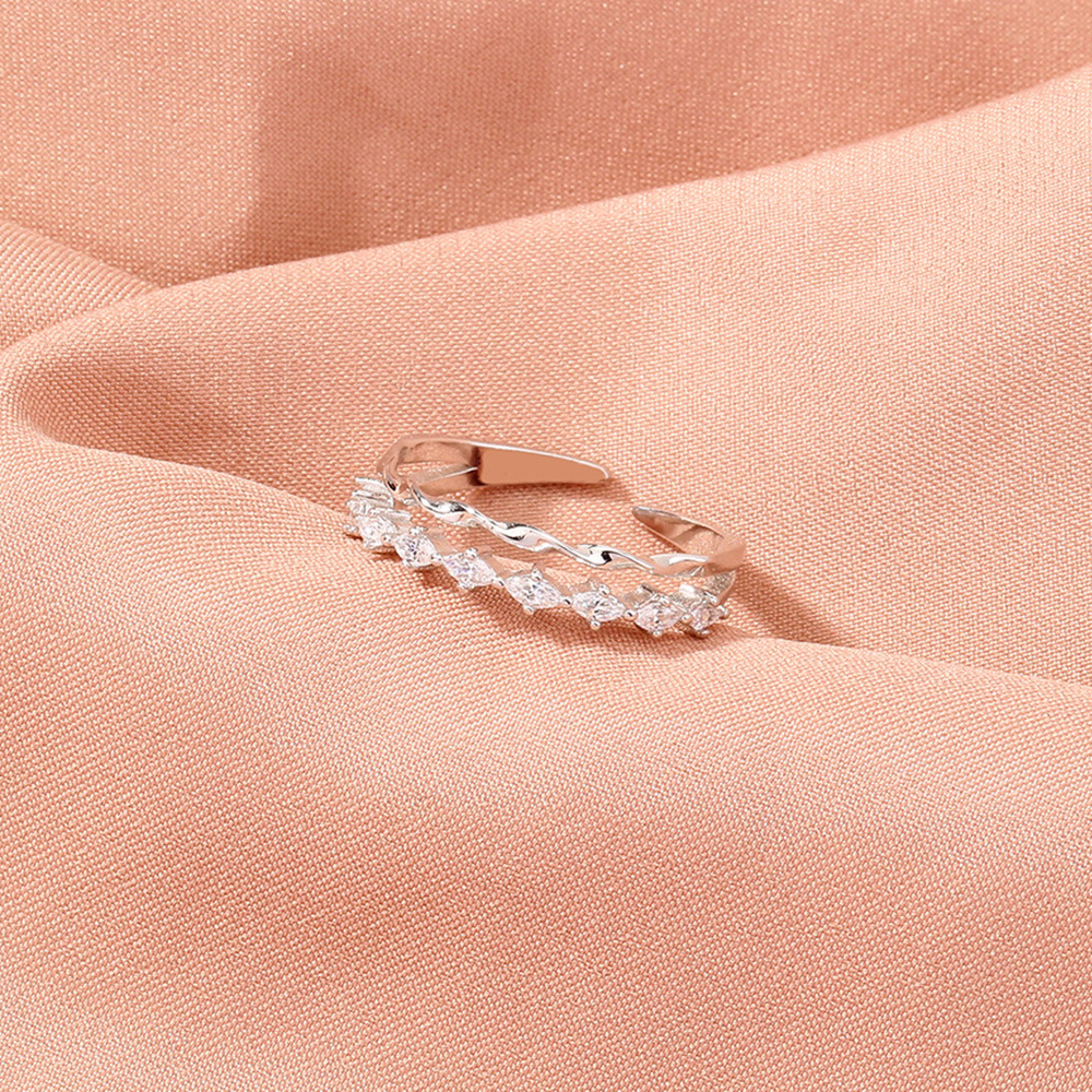 wholesale jewelry wave zircon double copper ring Nihaojewelry