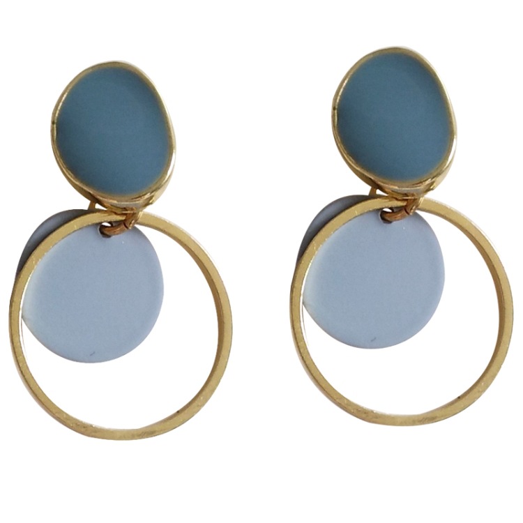 Round Pattern Women'S Gender Enamel, Stoving Varnish Design Fashion Round Alloy Enamel Stoving Varnish Drop Earrings