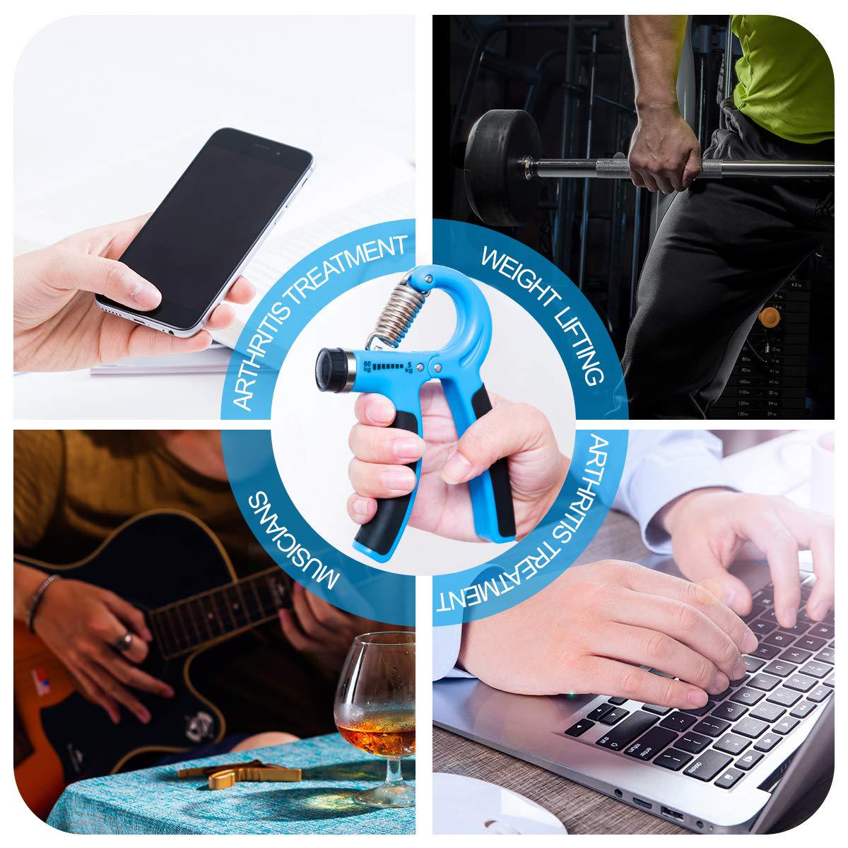 5 - 60kg ajustable empuñador de fuerza de muñeca, extrusor de mano, entrenador de mano para hombres y mujeres, entrenador de ejercicios