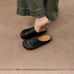 フランスの厚い底のベーケンは包頭の半分のスリッパの女性の靴の2025の新型の春夏の復古の小さい大衆の怠け者の靴を配合します。