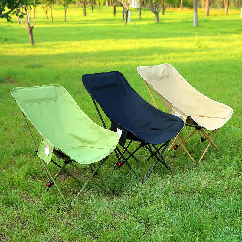 Three-gear adjustable moon chair reclining high backrest moon chair outdoor folding camping portable multifunctional chair